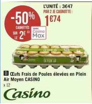 Géant Casino Oeufs frais de poules élevées en plein air moyen casino offre