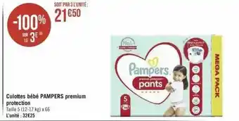 Géant Casino Culottes bébé pampers premium protection offre