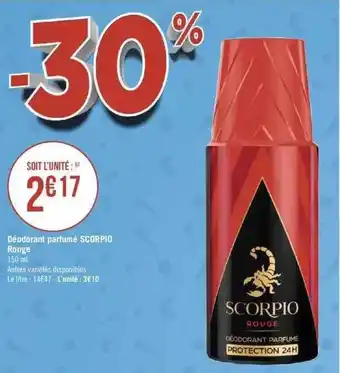 Géant Casino Déodorant parfumé scorpio rouge offre