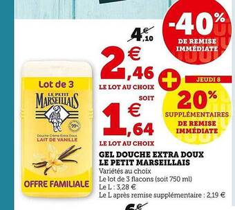 Gel douche extra doux le petit marseillais