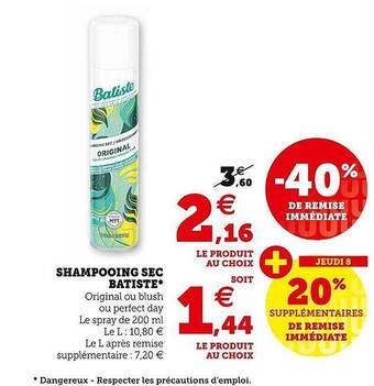 Hyper U Shampooing sec batiste offre