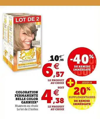 Hyper U Coloration permanente belle color garnier offre