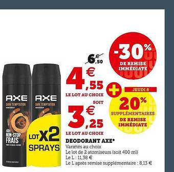 Hyper U Déodorant axe offre