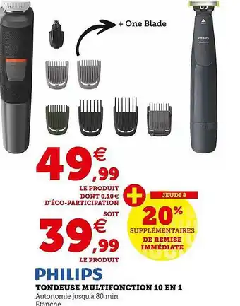 Hyper U Tondeuse multifonction 10 en 1 philips offre