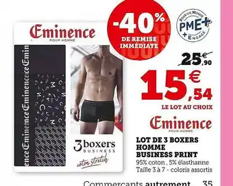 Hyper U Lot de 3 boxers homme business print éminence pour homme offre