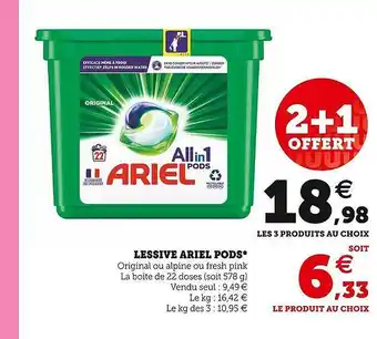 Hyper U Lessive ariel pods offre