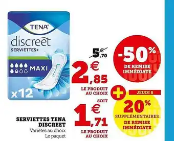 Hyper U Serviettes tena discreet offre