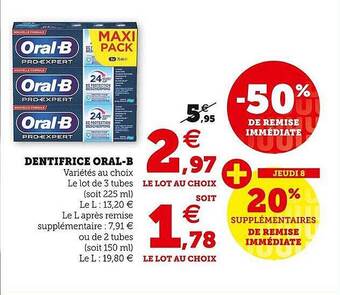 Hyper U Dentifrice oral-b offre
