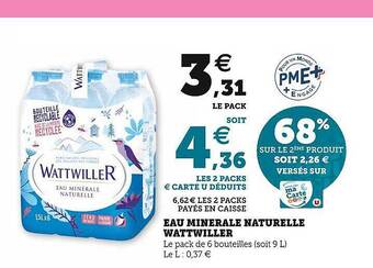 Hyper U Eau minérale naturelle wattwiller offre