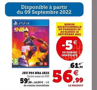 Hyper U Jeu ps4 nba 2k23 offre