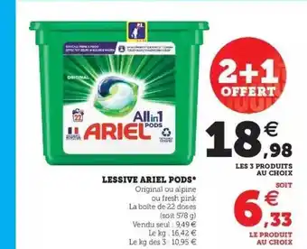 Super U Lessive ariel pods offre