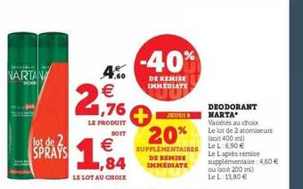 Super U Déodorant narta offre