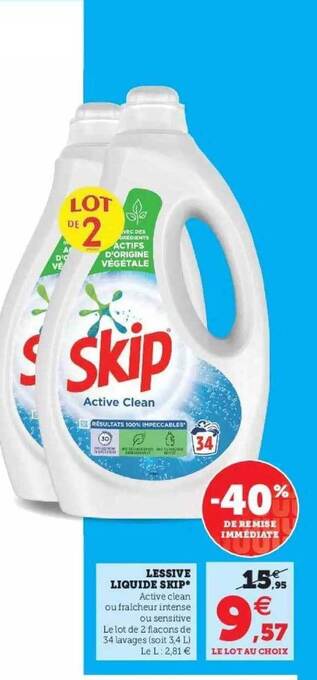 Super U Lessive liquide skip offre