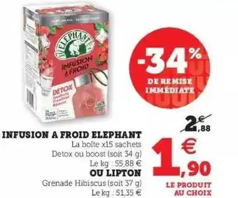 Super U Infusion à froid éléphant ou lipton offre