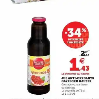 Super U Jus anti-oxydants gayelord hauser offre