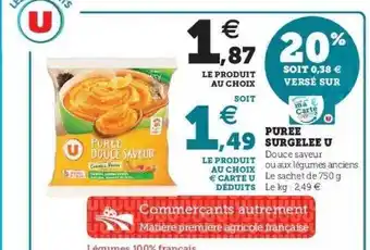 Super U Purée surgelée u offre