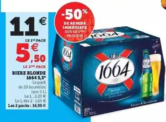 Super U Bière blonde 1664 5,5° offre