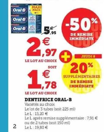 Super U Dentifrice oral-b offre