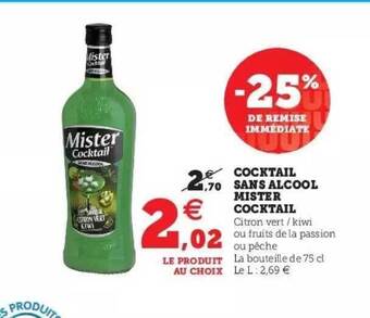Super U Cocktail sans alcool mister cocktail offre