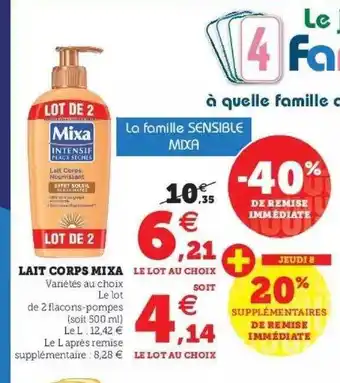 Super U Lait corps mixa offre
