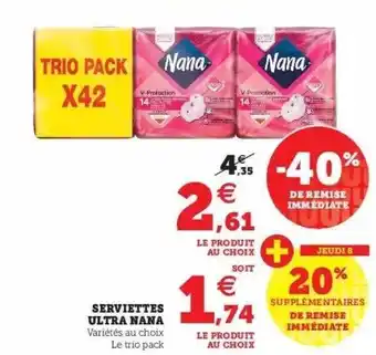 Super U Serviettes ultra nana offre