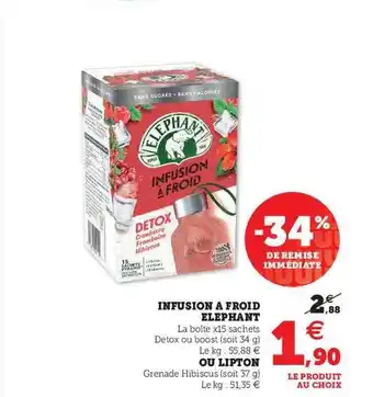 U Express Infusion à froid éléphant ou lipton offre