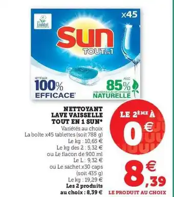 U Express Nettoyant lave vaisselle tout en 1 sun offre