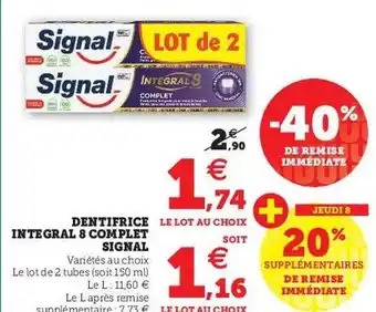 U Express Dentifrice intégral 8 complet signal offre