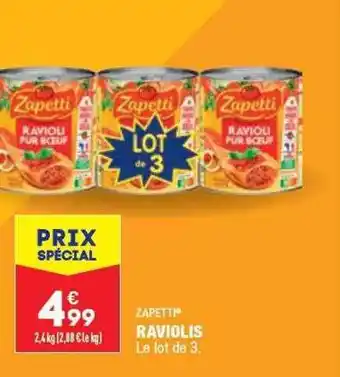 ALDI Raviolis zapetti offre