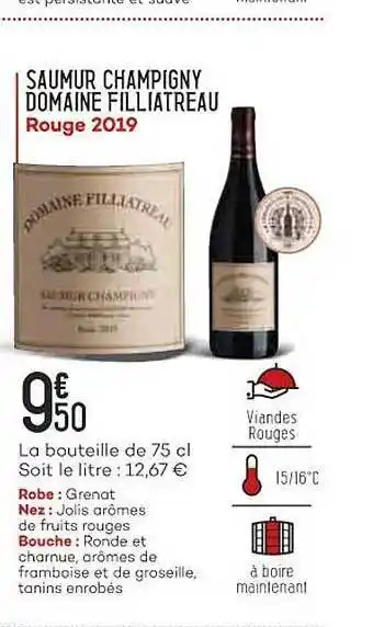 Bi1 Saumur champigny domaine filliatreau rouge 2019 offre