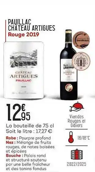 Pauillac château artigues rouge 2019