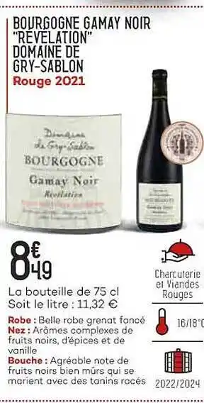 Bi1 Bourgogne gamay noir offre