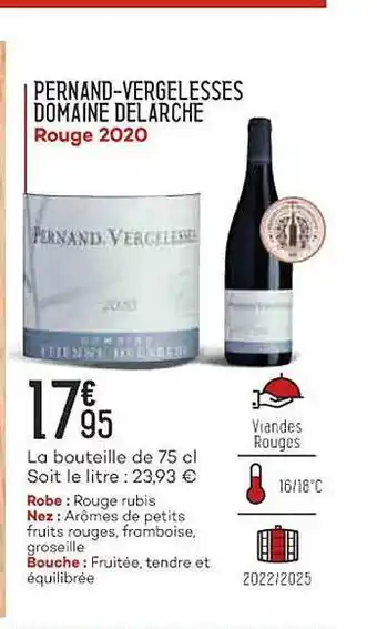 Bi1 Pernand-vergelesses domaine delarche rouge 2020 offre