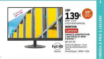 E.Leclerc Moniteur lenovo offre