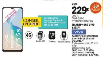E.Leclerc Smartphone vivo, y33s offre
