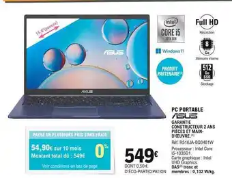 E.Leclerc Pc portable asus offre