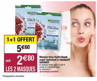 Masque tissu hydra bomb super hydratant & repulpant garnier