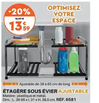 Shopix Étagère sous évier ajustable offre