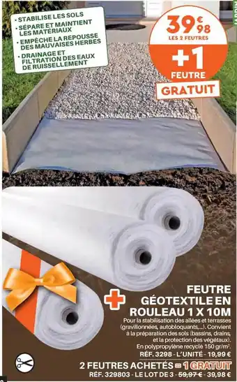 Shopix Feutre géotextile en rouleau 1 x 10 m offre