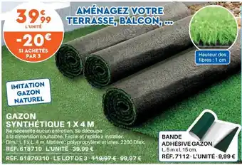 Gazon synthétique 1 x 4 m
