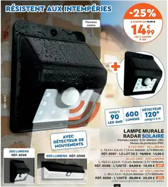 Lampe murale radar solaire