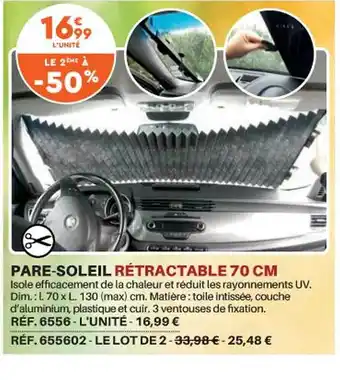 Pare-soleil rétractable 70 cm