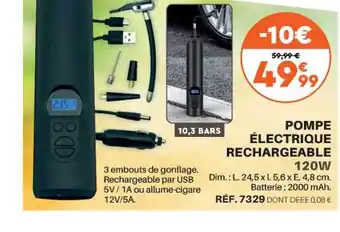 Shopix Pompe électrique rechargeable 120w offre