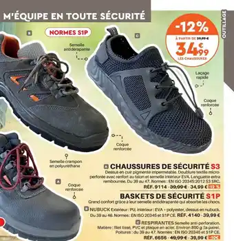 Shopix Chaussures de sécurité s3, baskets de sécurité s1p offre