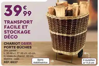 Chariot osier porte-bûches