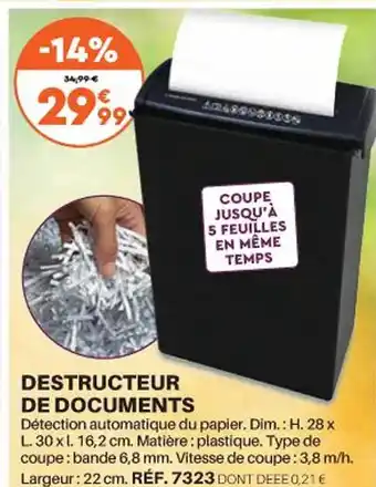Shopix Destructeur de documents offre