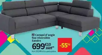Conforama Canapé d'angle fixe réversible sandro offre