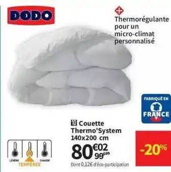 Conforama Couette thermo'system 140 x 200 cm dodo offre
