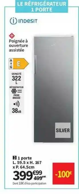 Réfrigérateur 1 porte indesit