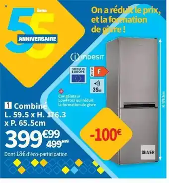 Conforama Combiné l. 59.5 x h. 176.3 x p. 65.5 cm indesit offre